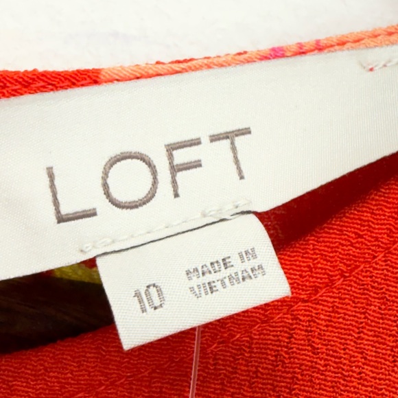 Loft size 10 Women’s Red Floral Lily Cap Sleeve Side Slit Midi Dress - Picture 6 of 9